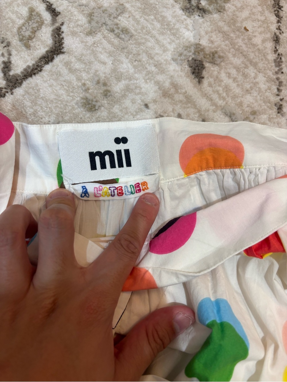 Mii NWOT White Polka Dot Midi Skirt in Multicolor - Picture 5 of 6